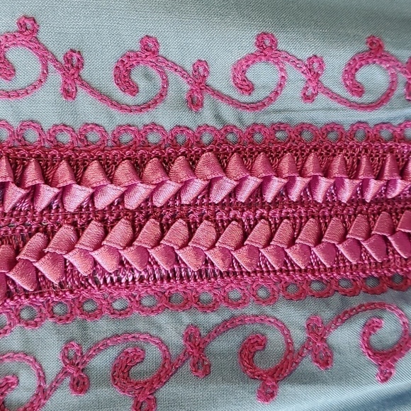 Mods international Bohemian, style dress, medium blue with purple enbroidery. M - Picture 4 of 12